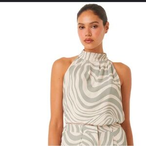 Elegant Zebra Print Halter Top